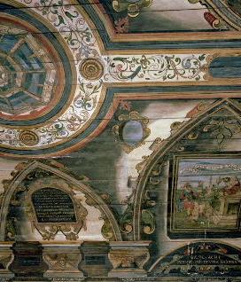 Chancellor Alexander Seton, 1st Earl of Dunfermline's ceiling in the Long Gallery at Pinkie House.